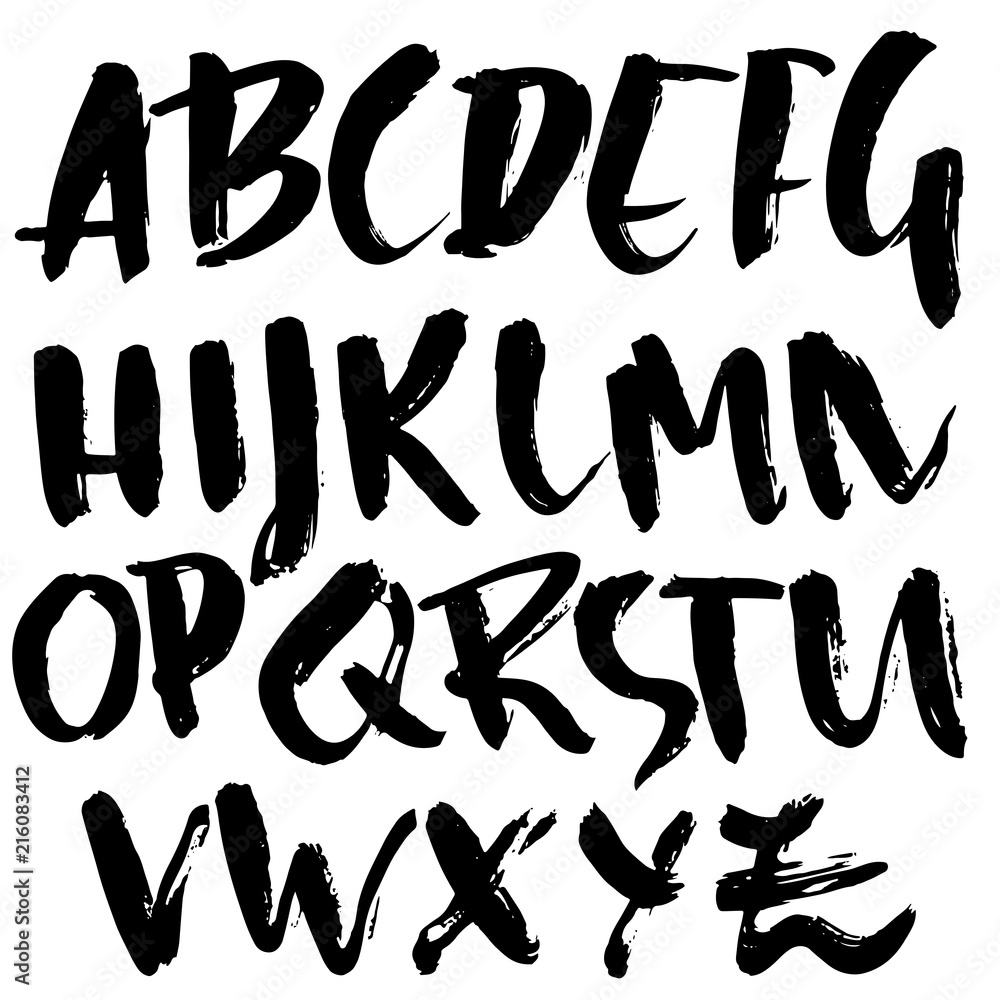 Hand drawn modern dry brush lettering. Grunge style alphabet. Handwritten font. Vector illustration. Hand drawn modern dry brush lettering. Grunge style alphabet. Handwritten font. Vector illustration.