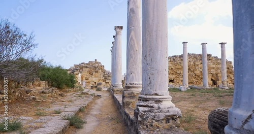 Slow motion shot at old ruins, pillars in Farmagusta Zypern photo