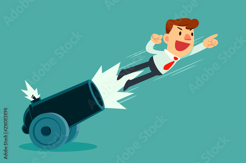businessman shot out of cannon
