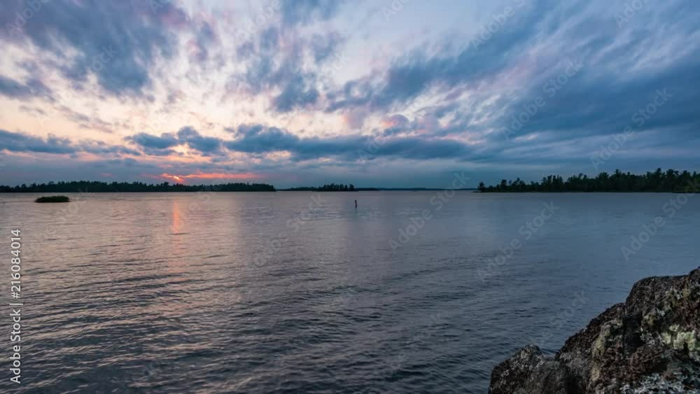 TL Voyageurs - Campsite Rock Sunset Falls Over Rainy Lake TL Voyageurs - Campsite Rock Sunset Falls Over Rainy Lake