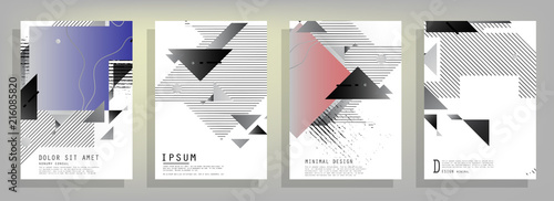 Covers templates set with graphic geometric elements. Applicable for brochures, posters, covers and banners. Vector illustrations.