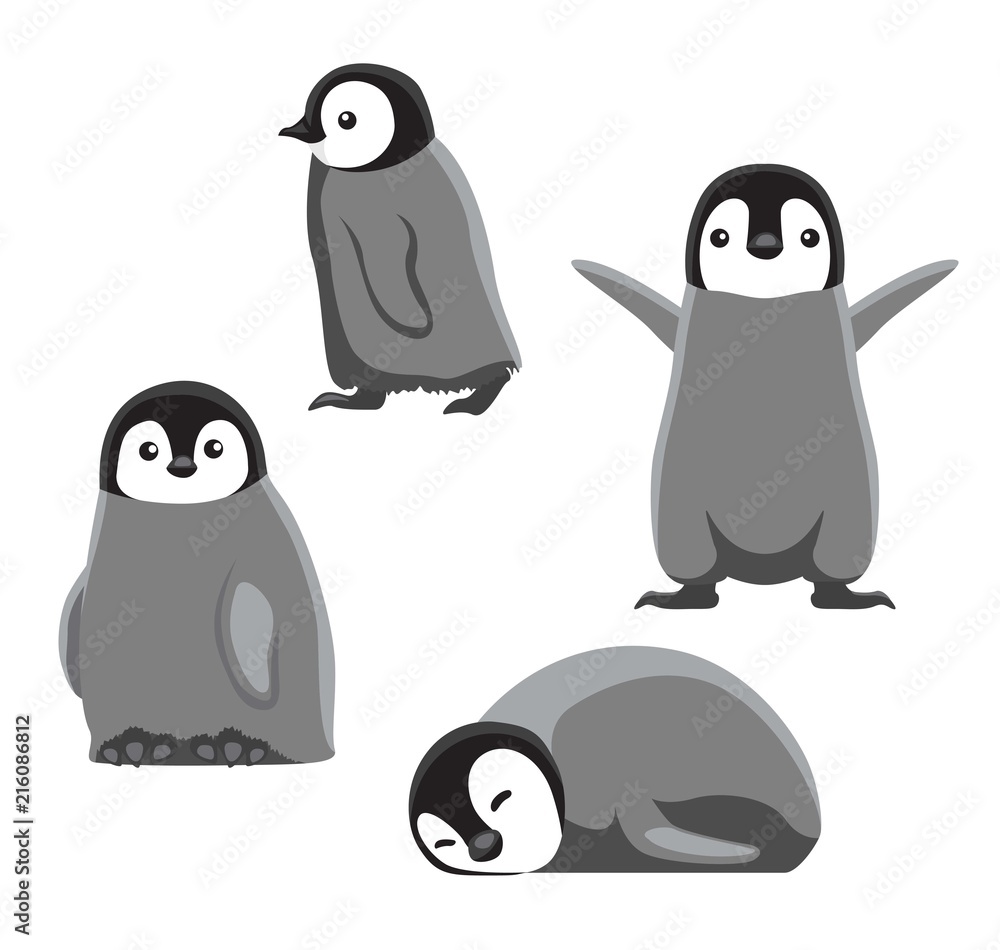 Baby Penguin Cute Cartoon Vector Illustration Stock Vector | Adobe Stock