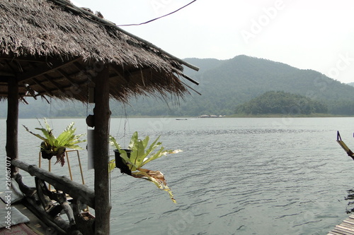 Lake view hut with mountain