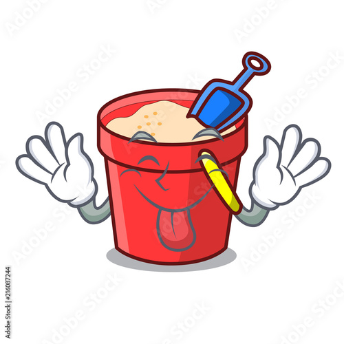 Tongue out sand bucket mascot cartoon