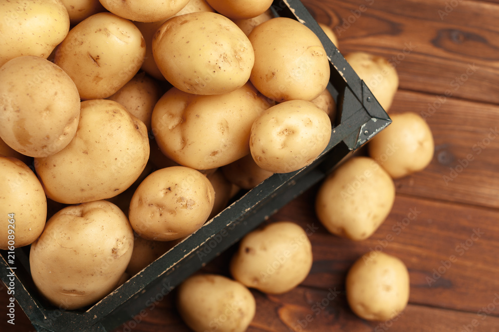 fresh potatoes in basket fresh potatoes in basket