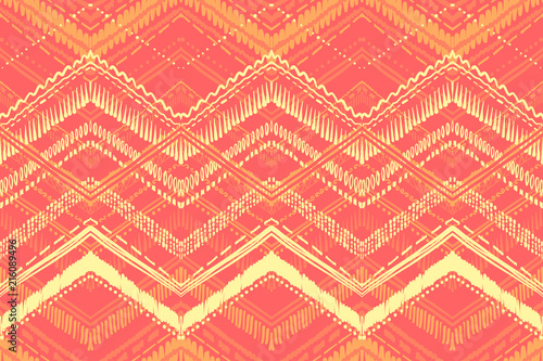 Abstract Ikat and boho style handcraft fabric pattern. Traditional Ethnic design for clothing and textile background, carpet or wallpaper