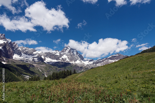 Alpine landscape with mount Matterhorn, Breuil-Cervinia, Italy. © Janis Smits