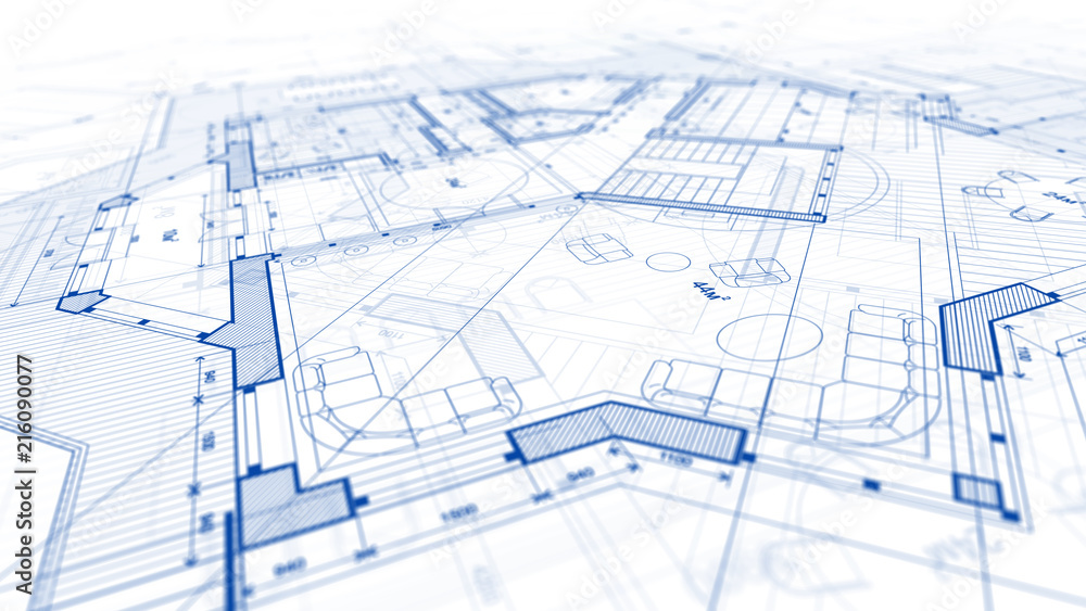 Architecture design: blueprint plan - illustration of a plan modern residential building / technology, industry, business concept illustration: real estate, building, construction, architecture Architecture design: blueprint plan - illustration of a plan modern residential building / technology, industry, business concept illustration: real estate, building, construction, architecture
