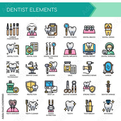 Dentist Elements , Thin Line and Pixel Perfect Icons.