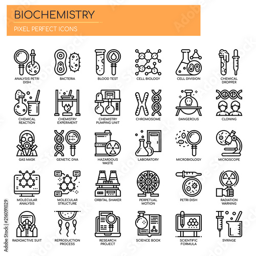 Biochemistry Elements , Thin Line and Pixel Perfect Icons