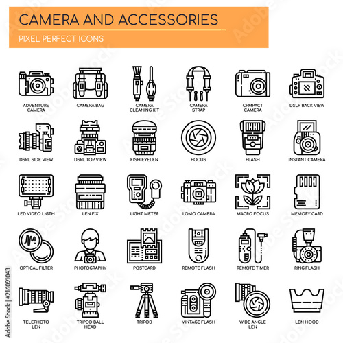 Camera and Accessories , Thin Line and Pixel Perfect Icons