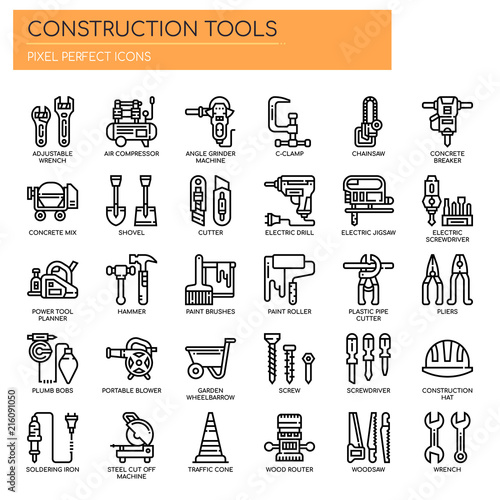 Construction Tools , Thin Line and Pixel Perfect Icons.