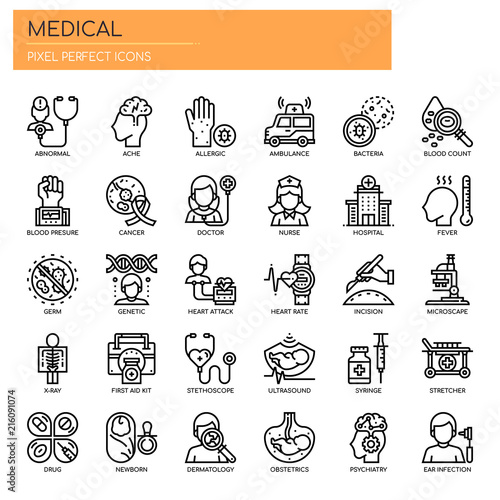 Medical Elements , Thin Line and Pixel Perfect Icons