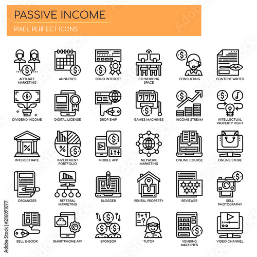 Passive Income , Thin Line and Pixel Perfect Icons