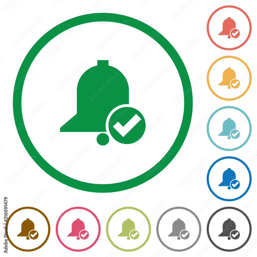 Reminder done flat icons with outlines Reminder done flat icons with outlines