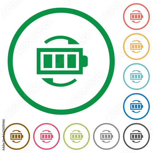 Rechargeable battery flat icons with outlines