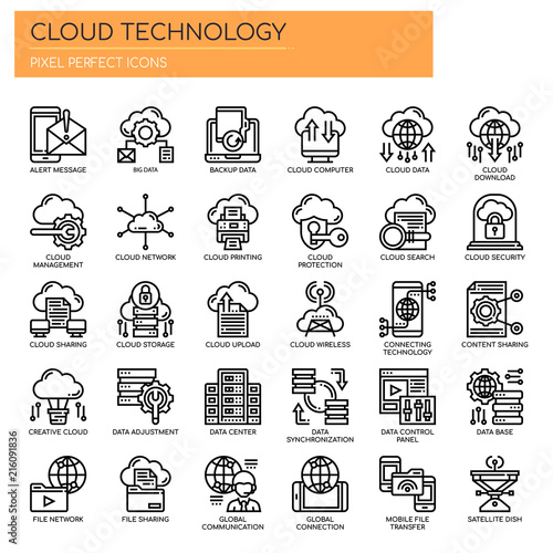 Cloud Technology , Thin Line and Pixel Perfect Icons