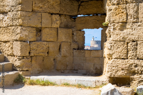 Fototapeta Naklejka Na Ścianę i Meble -  Dettaglio Bastione delle mura di Rodi