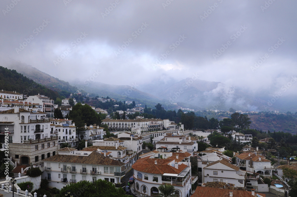 fog in the mountains Spanish village