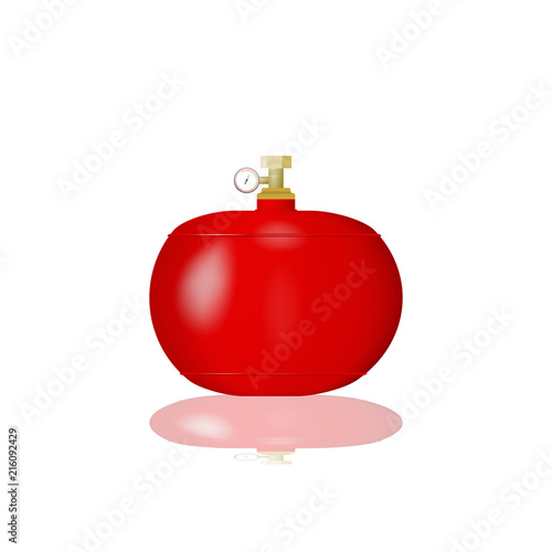 Red cylinder with liquefied gas. Vector illustration of an lpg canister. Methane, propane, butane, natural gas.