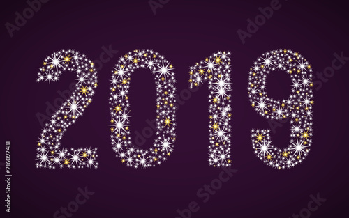 Brilliant numbers 2019. New year. Greeting card vector illustration