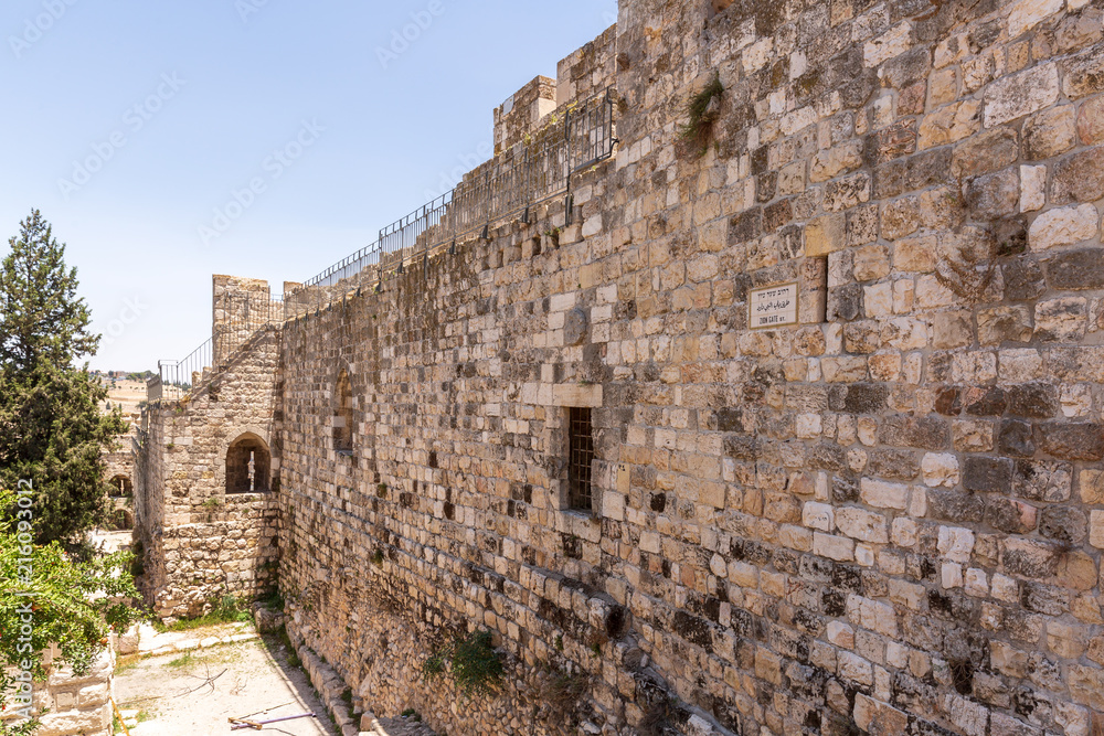 View on wall of old city Jerusalem