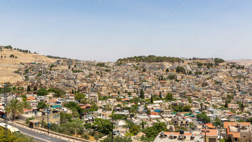 Panorama of old neighborhoods of East Jerusalem