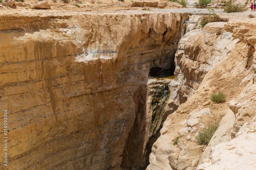 View from top on waterfall in the Ein Avdat Canyon