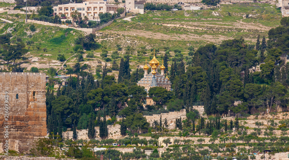 Beautiful orthodox Church of Maria Magdalena on Mount of Olives