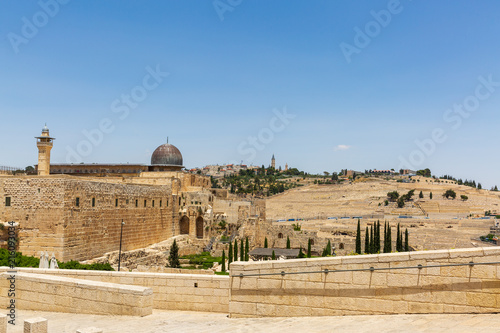Road from Dung Gate to entrance of square with Wailing wall and mosque Al-aqsa in Jerusalem