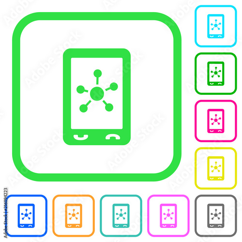 Mobile social networking vivid colored flat icons