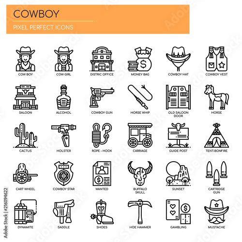Cowboy Elements , Thin Line and Pixel Perfect Icons