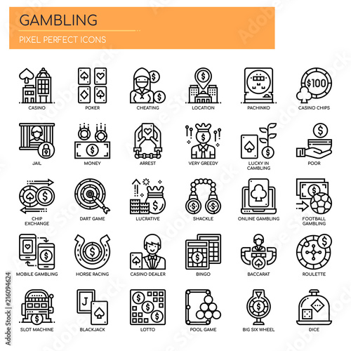 Gambling Elements , Thin Line and Pixel Perfect Icons