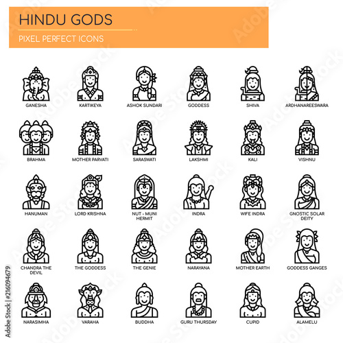 Hindu Gods , Thin Line and Pixel Perfect Icons