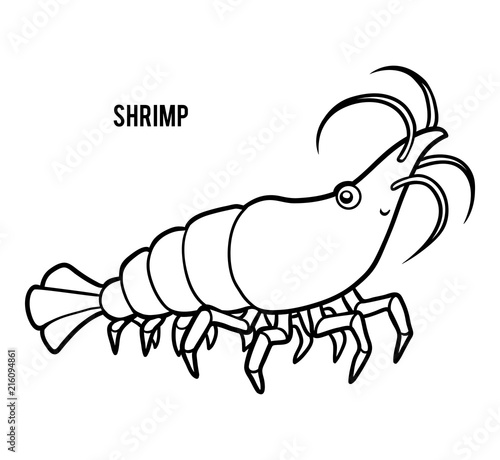 Coloring book for children,  Shrimp