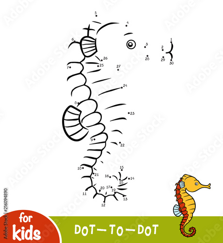 Numbers game, education game for children, Sea horse