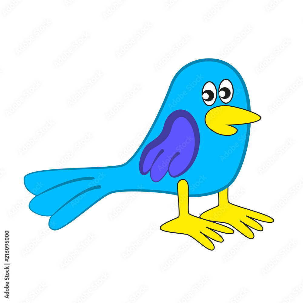 Funny bird blue color with long tail isolated by white background. Funny bird blue color with long tail isolated by white background.