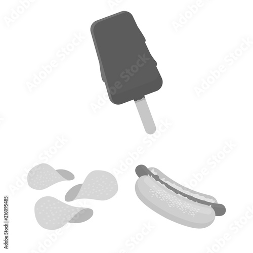 Fast food monochrome icons in set collection for design.Food from semi-finished products vector symbol stock web illustration.