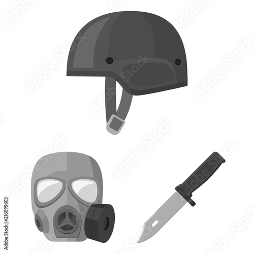Army and armament monochrome icons in set collection for design. Weapons and equipment vector symbol stock web illustration.