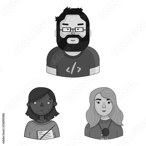 People of different professions monochrome icons in set collection for design. Worker and specialist vector symbol stock web illustration.