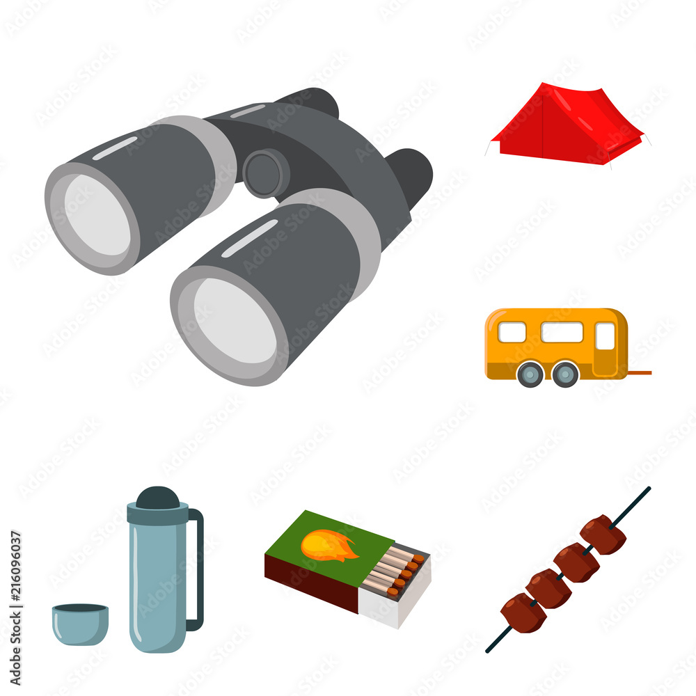 Rest in the camping cartoon icons in set collection for design. Camping ...