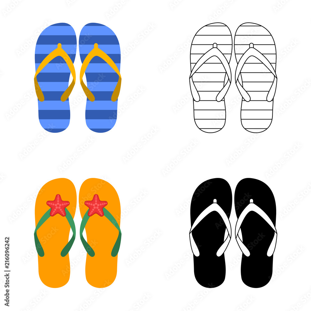Summer colorful flops set, flat illustration Summer colorful flops set, flat illustration