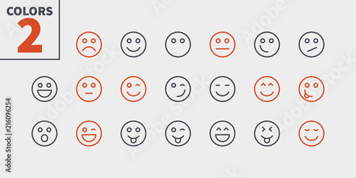 Emotions UI Pixel Perfect Well-crafted Vector Thin Line Icons 48x48 Ready for 24x24 Grid for Web Graphics and Apps with Editable Stroke. Simple Minimal Pictogram Part 1-5