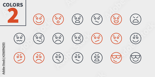 Emotions UI Pixel Perfect Well-crafted Vector Thin Line Icons 48x48 Ready for 24x24 Grid for Web Graphics and Apps with Editable Stroke. Simple Minimal Pictogram Part 3-5
