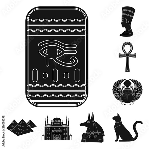 Ancient Egypt black icons in set collection for design. The reign of Pharaoh vector symbol stock web illustration.