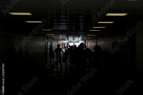 dark underpass,people tunnel walks