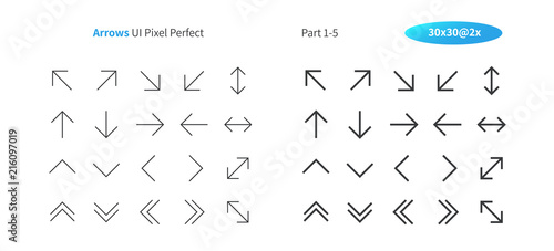 Arrows UI Pixel Perfect Well-crafted Vector Thin Line And Solid Icons 30 2x Grid for Web Graphics and Apps. Simple Minimal Pictogram Part 1-5