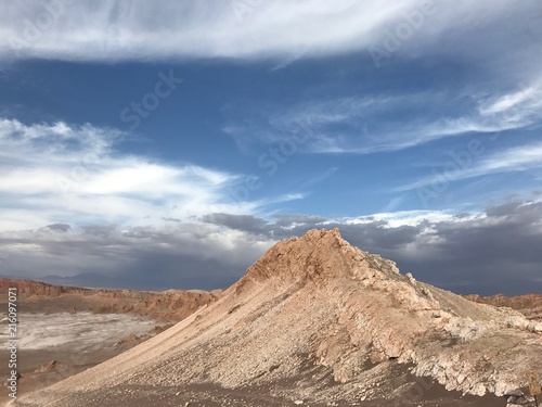 Wüstenpanorama mit Sanddünen und dramatischem Himmel