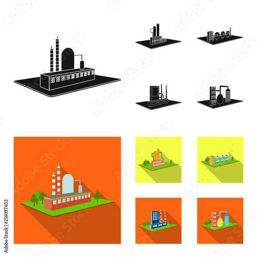 Processing factory,metallurgical plant. Factory and industry set collection icons in black, flat style isometric vector symbol stock illustration web.