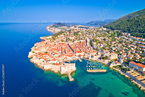Town of Dubrovnik UNESCO world heritage site aerial view © xbrchx